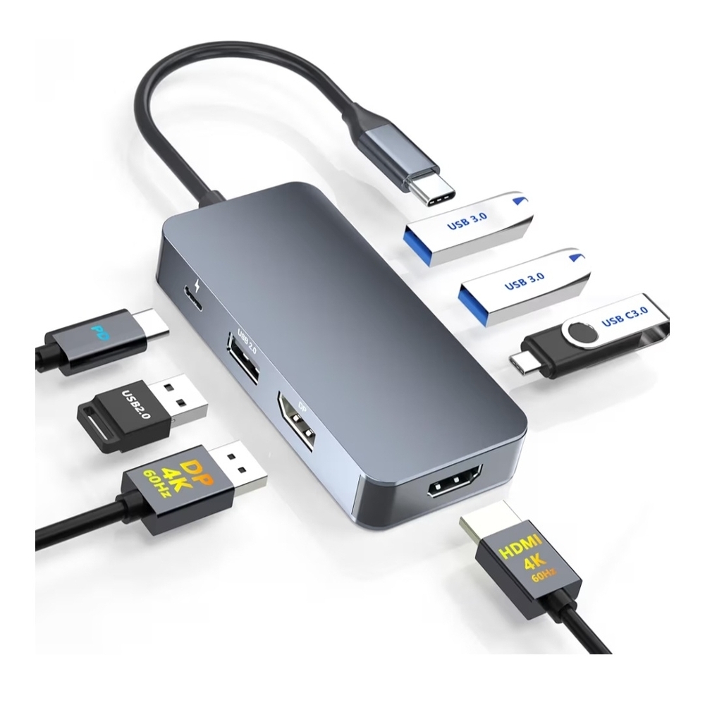 Premium USB-C Hub Multiport Adapter - Gray